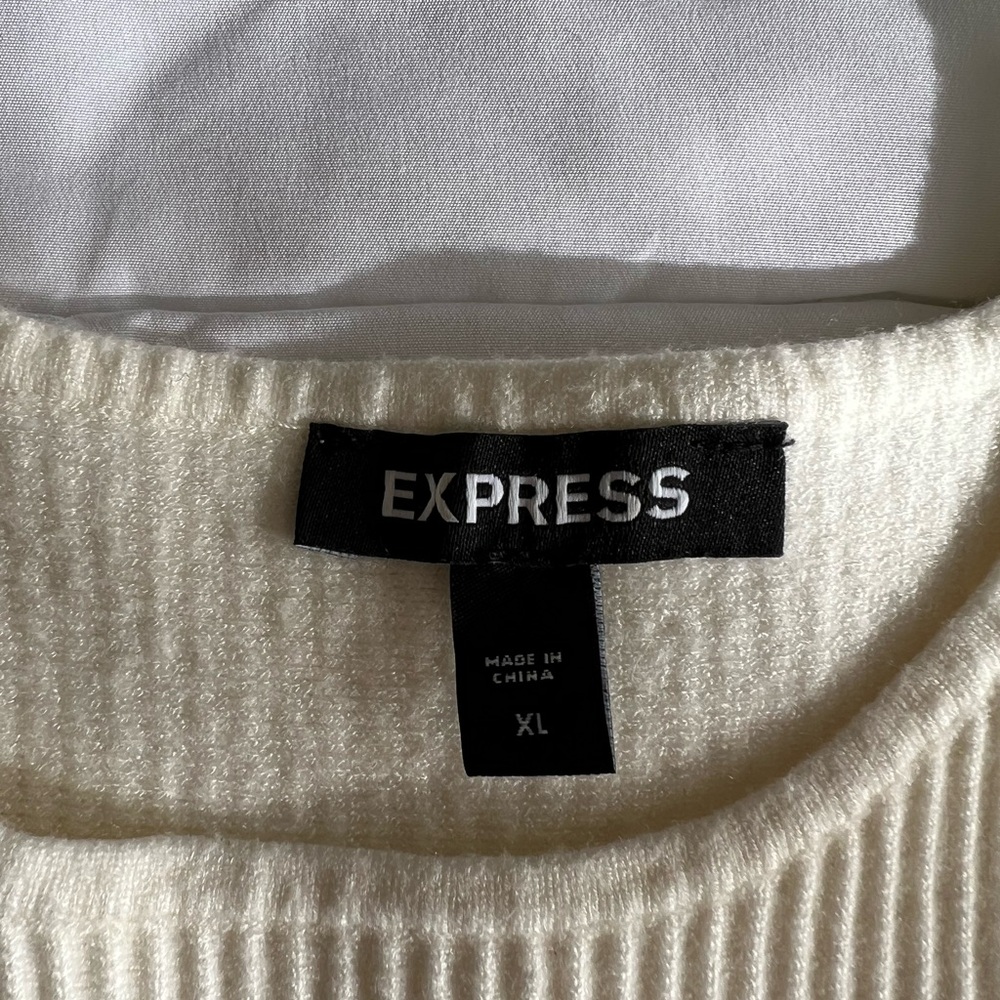 Express Ivory Ribbed Tank Top - Picture 2 of 3